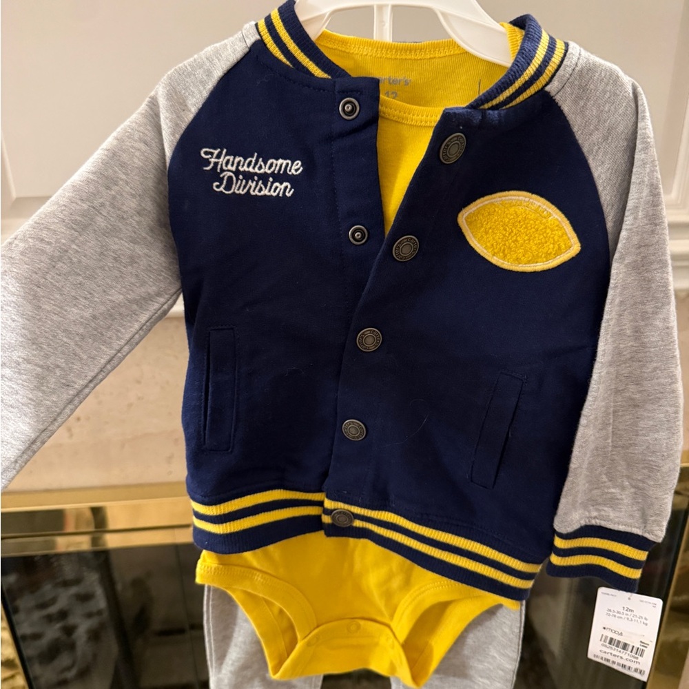 Carter's Navy and Yellow Football Themed Kids Matching Set